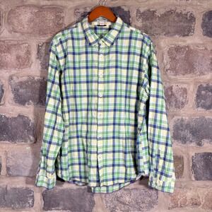 Carbon 2 Cobalt Men's Plaid Button Up Long Sleeve Shirt XL 100% Cotton